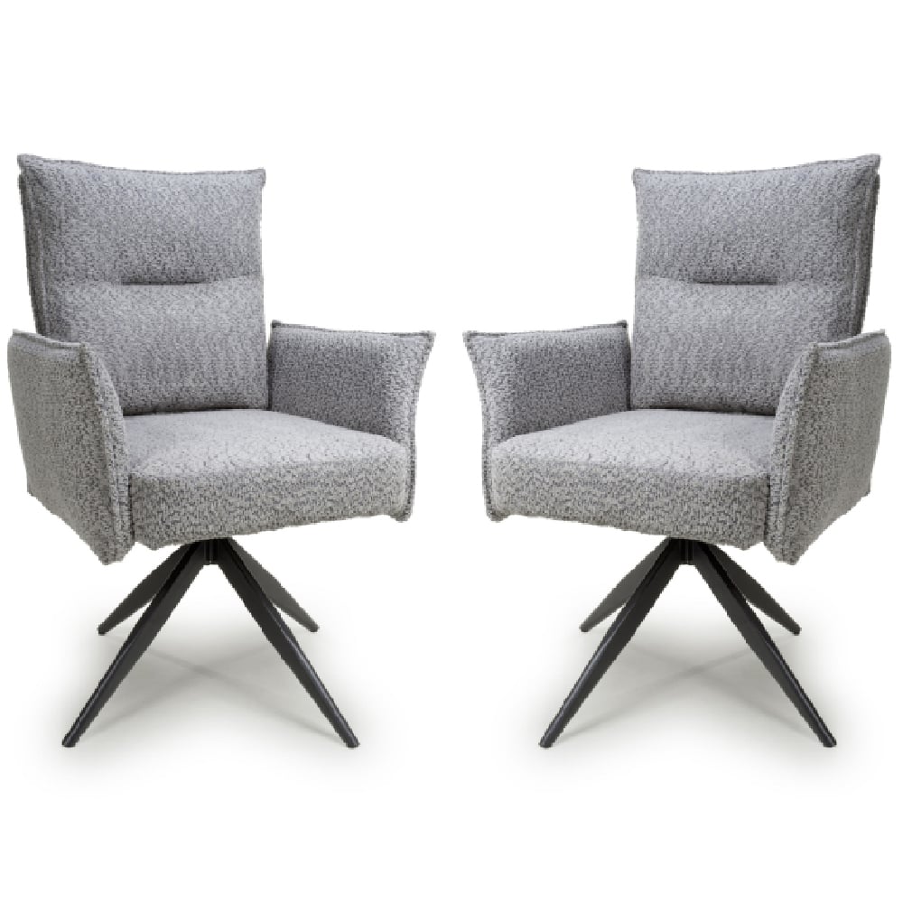 barre light grey fabric dining chairs with black legs in pair