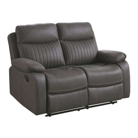 Product photograph of Barrie Manual Recliner Fabric 2 Seater Sofa In Dark Grey from Furniture in Fashion