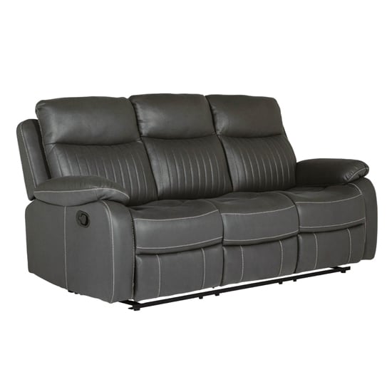 Read more about Barrie manual recliner fabric 3 seater sofa in dark grey