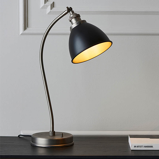 Read more about Barrie rolled edge metal shade task table lamp in matt black