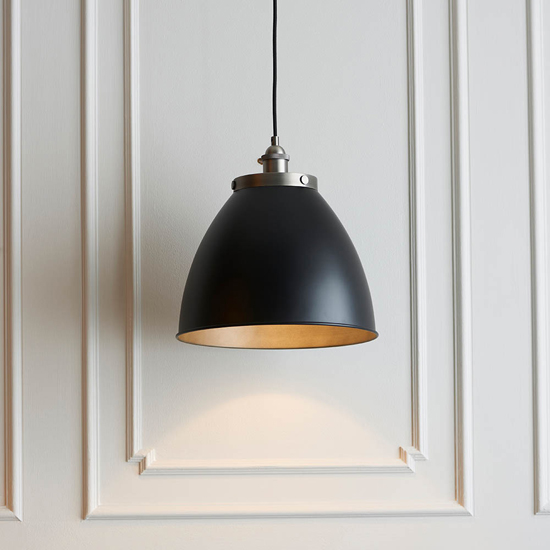 Read more about Barrie rolled edge shade ceiling pendant light in matt black