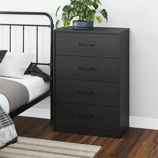 barrie wooden chest of 4 drawers in black oak