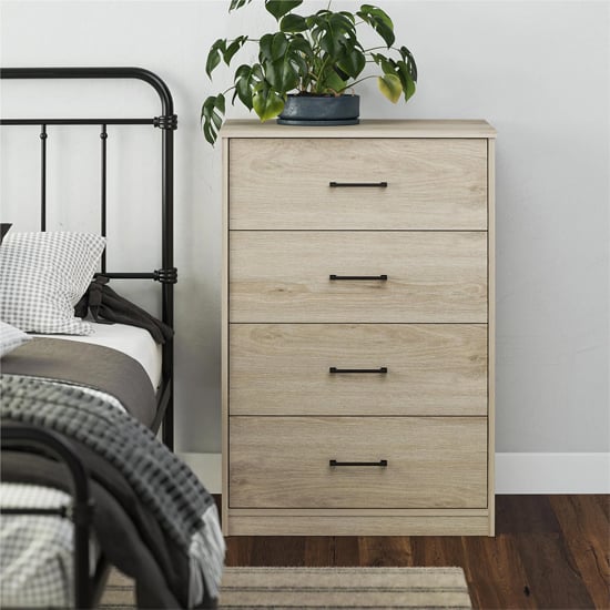 barrie wooden chest of 4 drawers in light oak