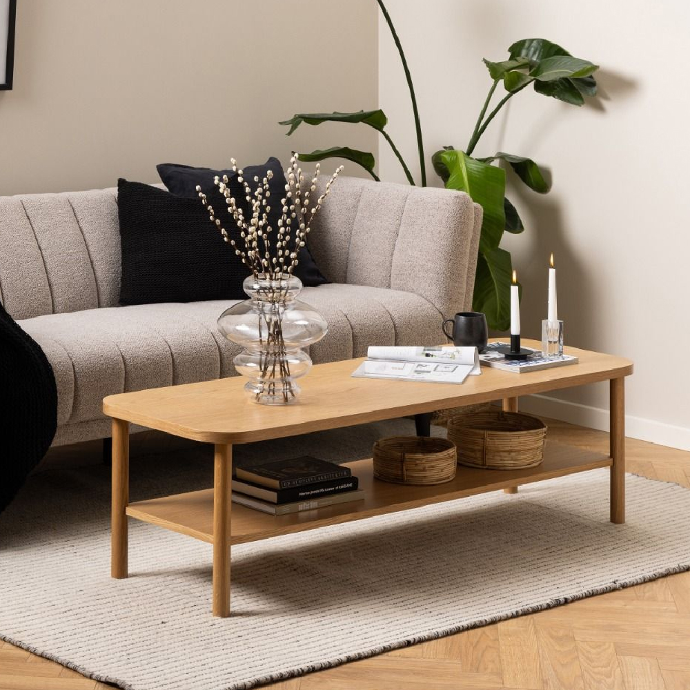 Product photograph of Barrie Wooden Coffee Table Rectangular With Undershelf In Oak from Furniture in Fashion