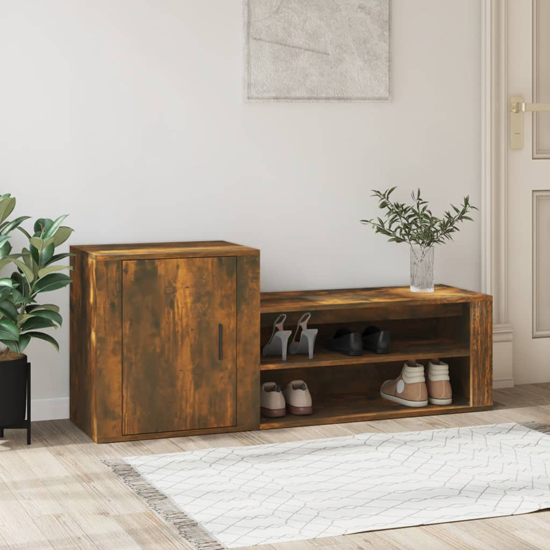 Read more about Barrington wooden hallway shoe storage cabinet in smoked oak