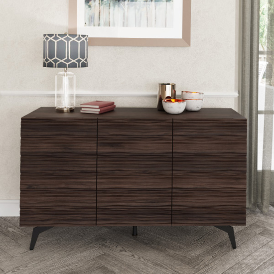 basalt large wooden sideboard with 3 doors in dark walnut