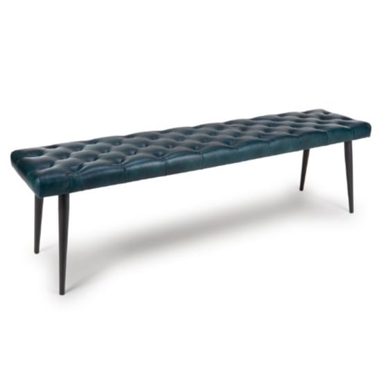 Product photograph of Basel Genuine Buffalo Leather Dining Bench In Blue from Furniture in Fashion