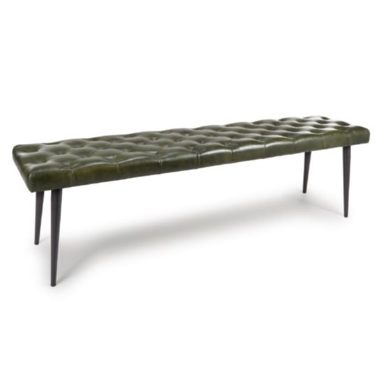 Product photograph of Basel Genuine Buffalo Leather Dining Bench In Green from Furniture in Fashion