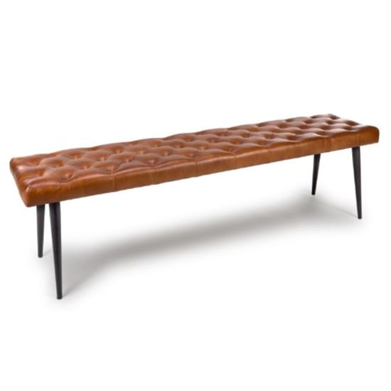 Photo of Basel genuine buffalo leather dining bench in tan