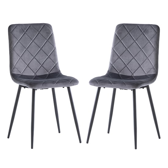 Read more about Basia grey velvet fabric dining chairs in pair