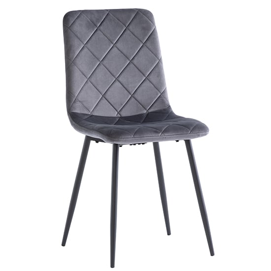 Product photograph of Basia Velvet Fabric Dining Chair In Grey from Furniture in Fashion