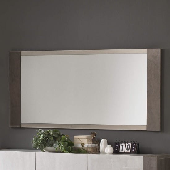 Photo of Basix wall mirror in dark and white marble effect gloss