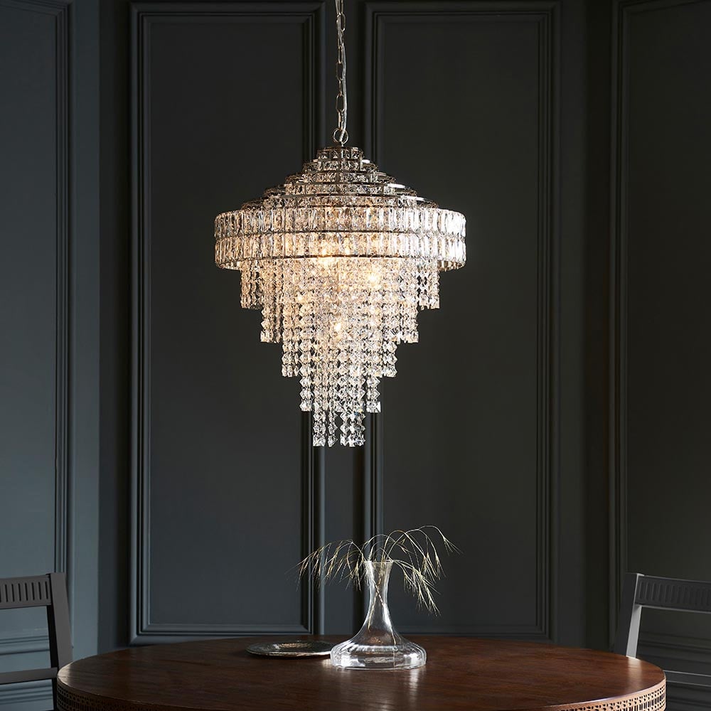 Read more about Bastrop crystal glass chandelier ceiling light in chrome