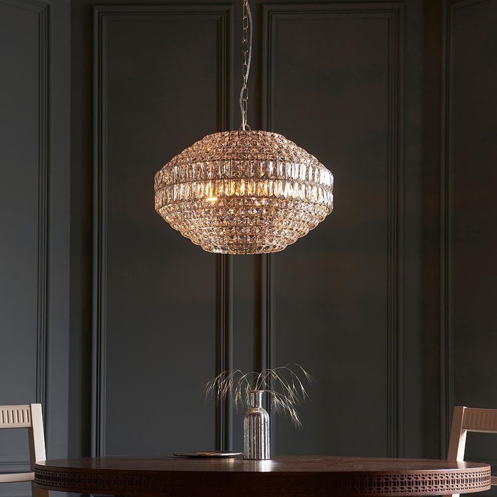 Read more about Bastrop crystal glass pendant ceiling light in chrome