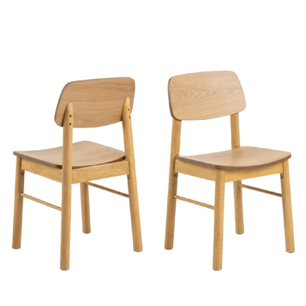 bastrop matt oak wooden dining chairs in pair