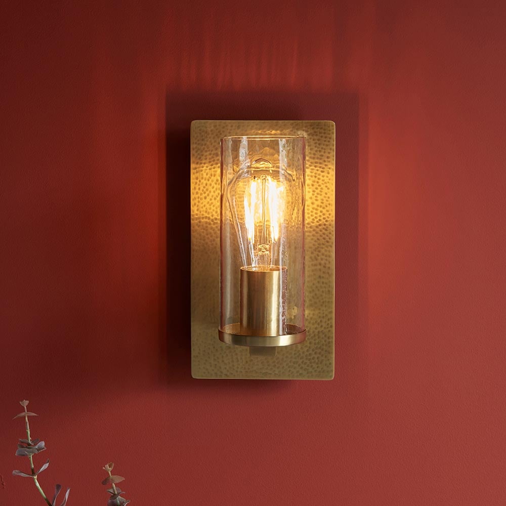 Product photograph of Batavia Textured Glass Wall Light In Brass from Furniture in Fashion