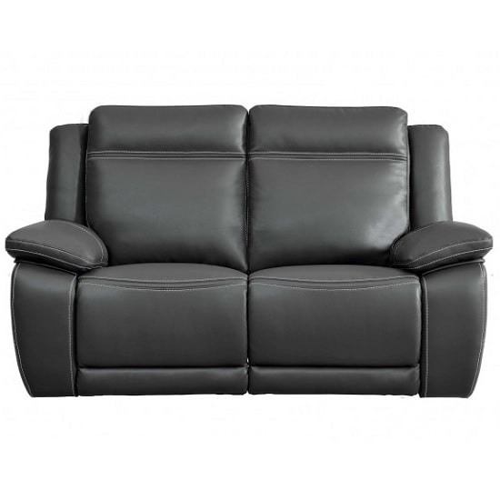 Baxter Recliner 2 Seater Sofa In Dark Grey Leather Air Fabric ...