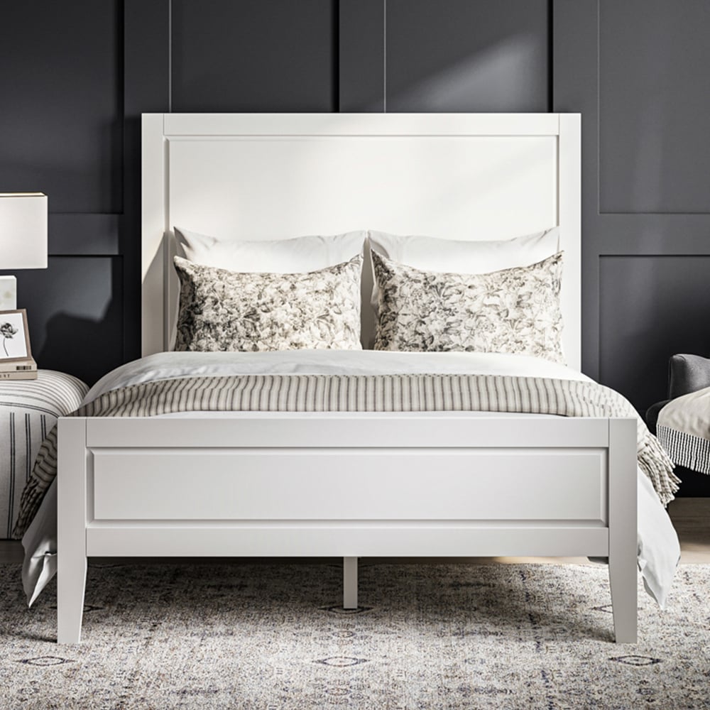 bayfield wooden double bed in white