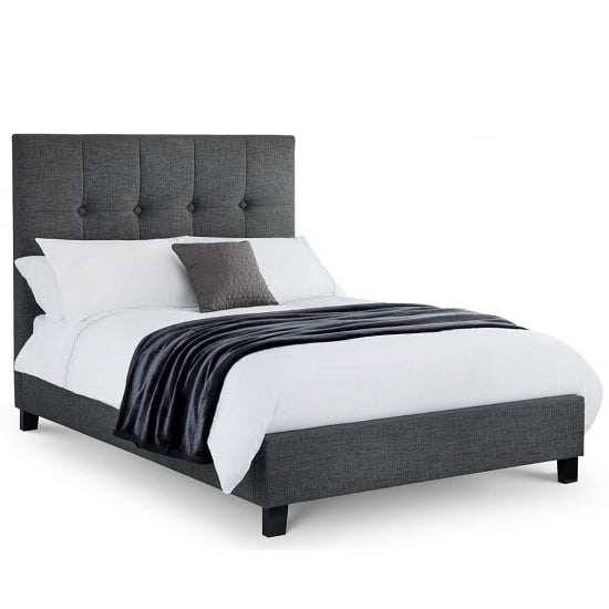 Product photograph of Sadzi Linen Fabric Double Bed In Slate Grey from Furniture in Fashion
