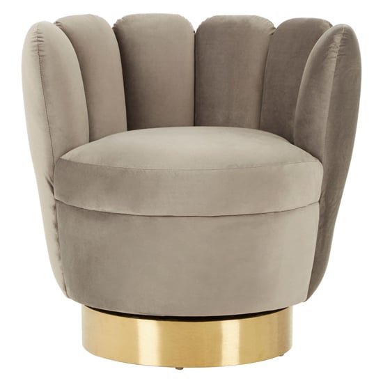 Photo of Bealie velvet bedroom chair with gold base in grey