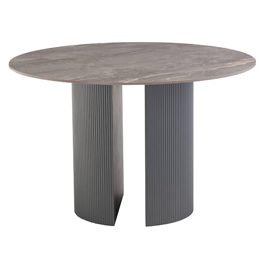 Product photograph of Beccles Sintered Stone Dining Table Round In Polished Grey from Furniture in Fashion