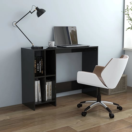 Read more about Becker high gloss laptop desk with 4 shelves in black