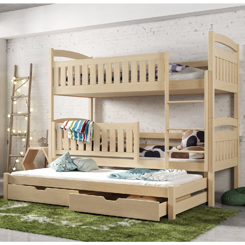 beckley wooden bunk bed without mattress trundle in pine