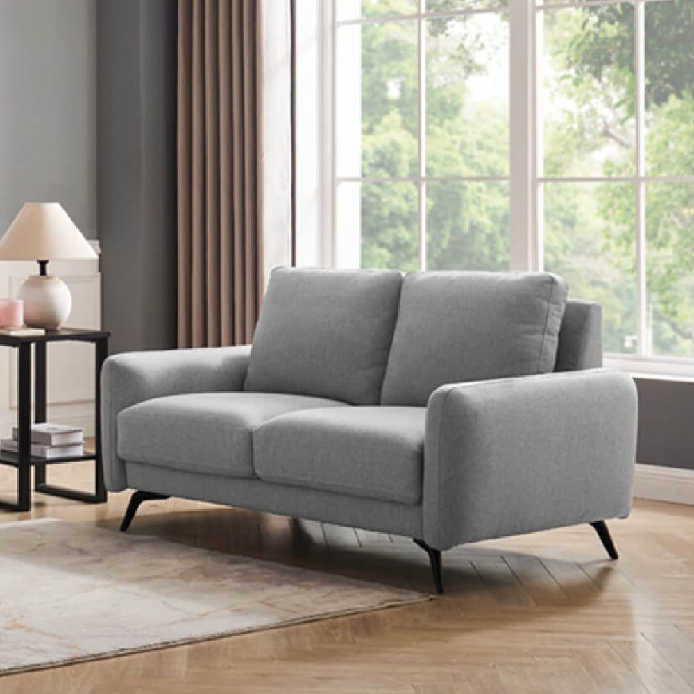 Product photograph of Belfast Fabric 2 Seater Sofa With Black Legs In Grey from Furniture in Fashion