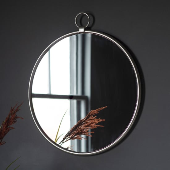Photo of Belfast large round wall mirror with silver metal frame