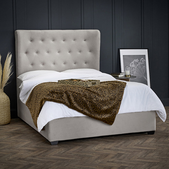 Product photograph of Belgian Fabric Storage Double Bed In Cappuccino from Furniture in Fashion