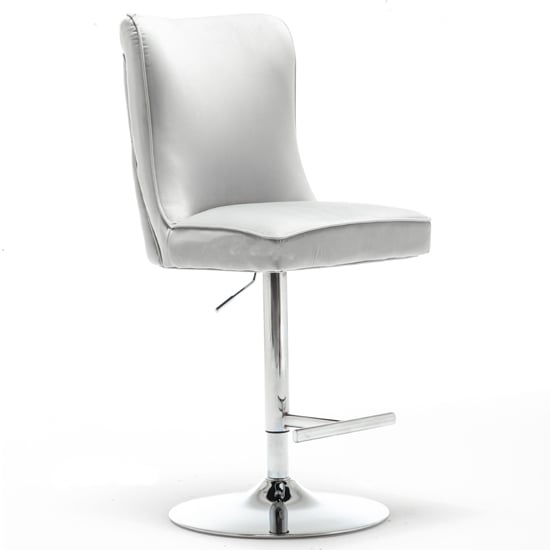 Read more about Belkon velvet upholstered gas-lift bar chair in light grey
