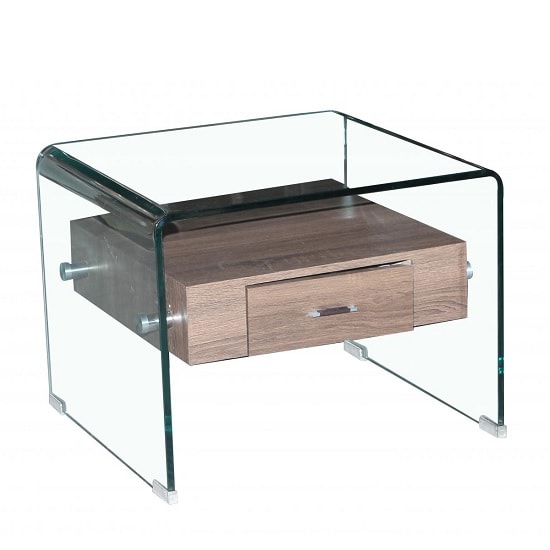 Read more about Afya glass lamp table with 1 drawer in clear