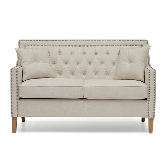 Bellard Fabric 2 Seater Sofa In Ivory White And Natural Ash Legs ...