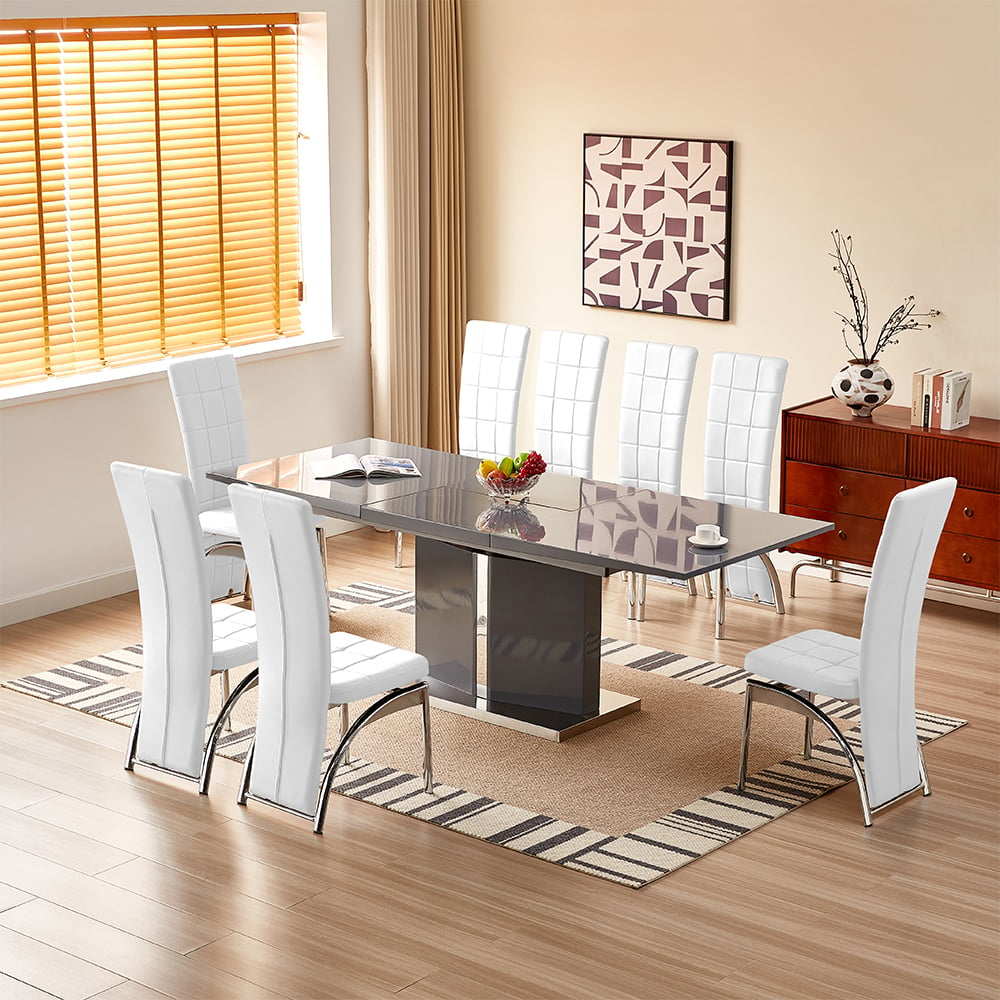 belmonte grey extending dining table large 8 vesta white chairs