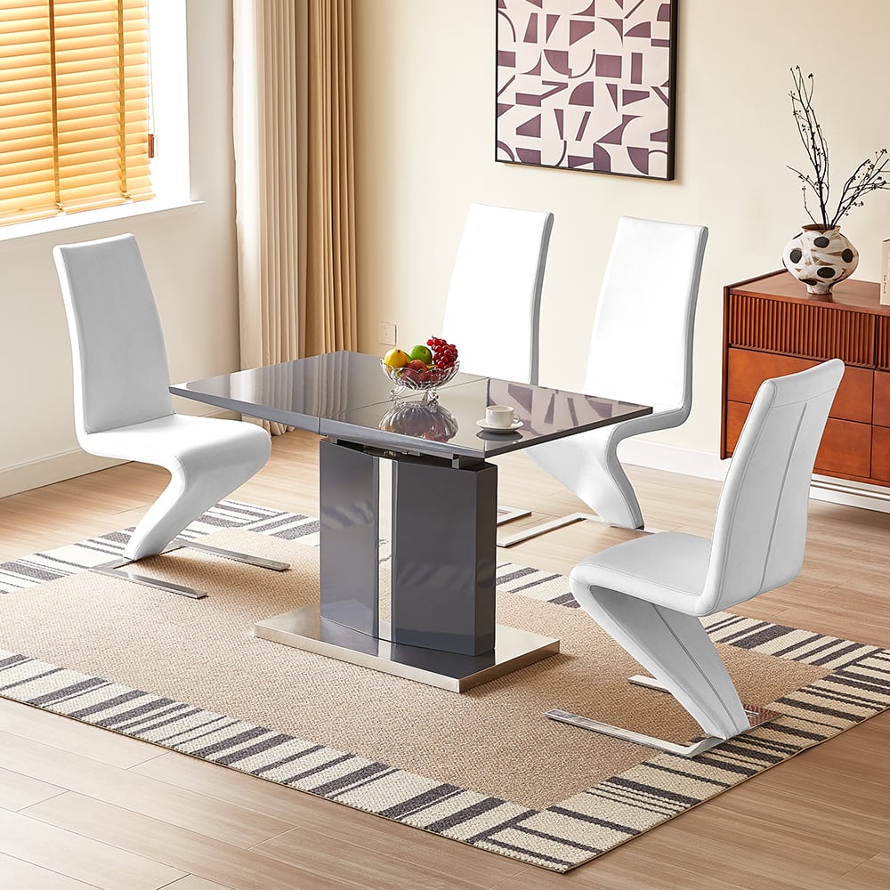 belmonte grey extending dining table small 6 demi z grey chairs