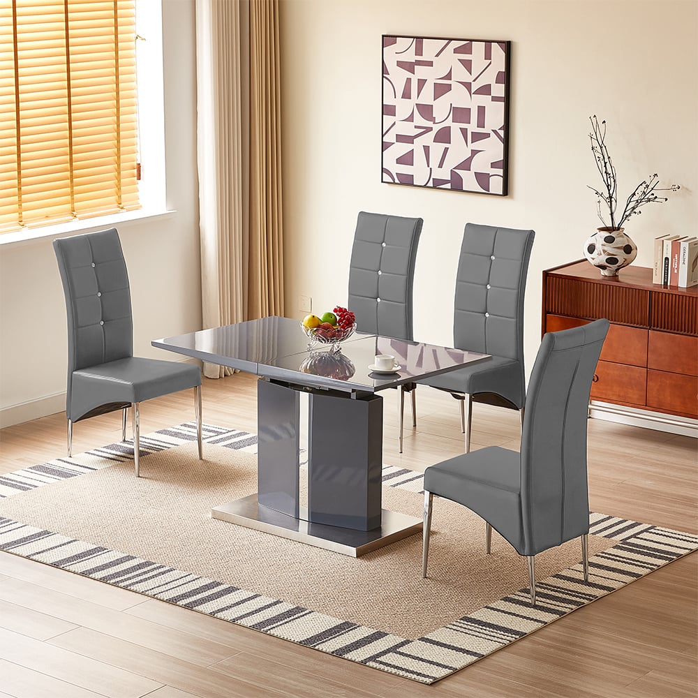 belmonte grey extending dining table small 4 vesta grey chairs