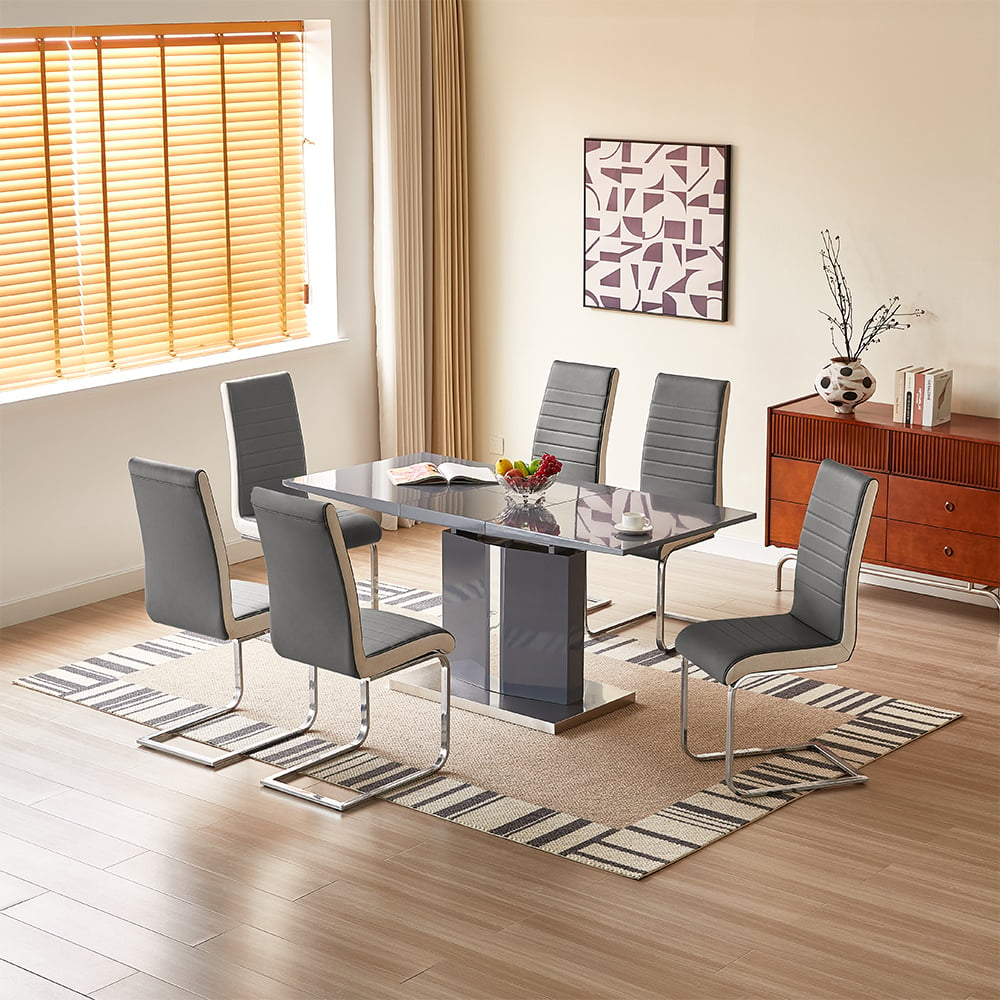 belmonte grey extending dining table small 6 symphony grey chairs