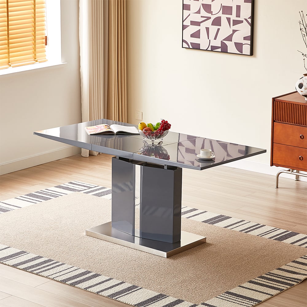 belmonte high gloss extending dining table small in grey