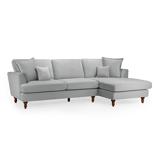 Product photograph of Beloit Fabric Right Hand Corner Sofa In Grey With Wooden Legs from Furniture in Fashion