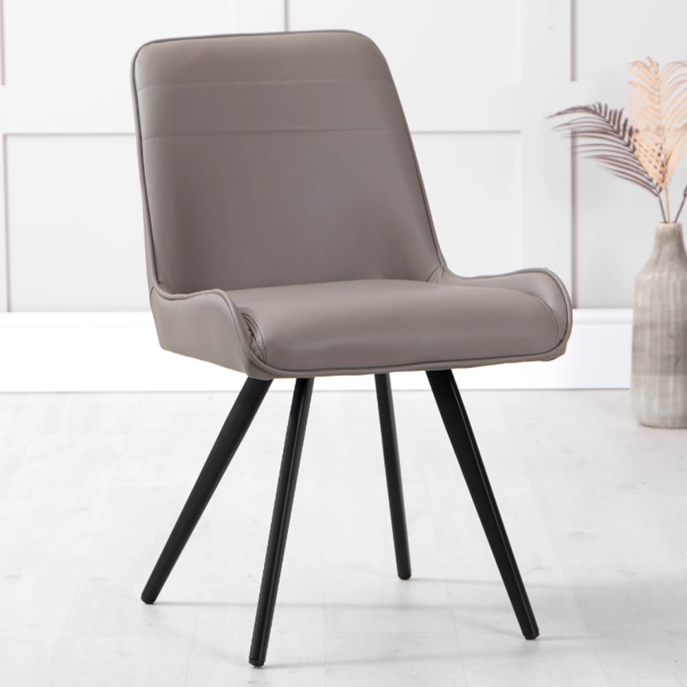 Product photograph of Beloit Pu Leather Dining Chair With Metal Legs In Taupe from Furniture in Fashion