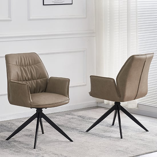 beloit taupe faux leather dining chairs in pair