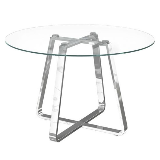Read more about Nantwich round clear glass dining table with chrome frame