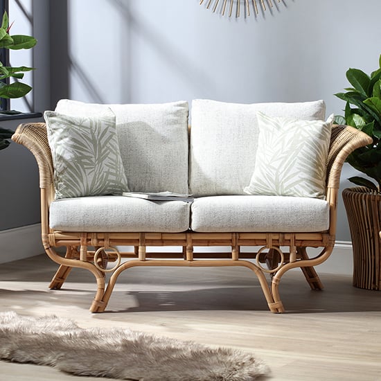 Product photograph of Benoni Rattan 2 Seater Sofa With Pebble Seat Cushion from Furniture in Fashion