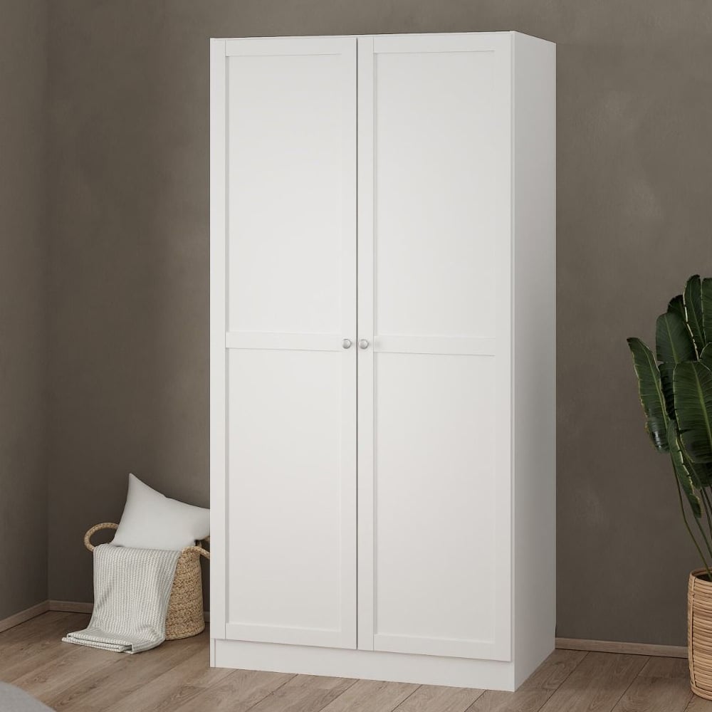 bensalem wooden wardrobe with 2 doors in white