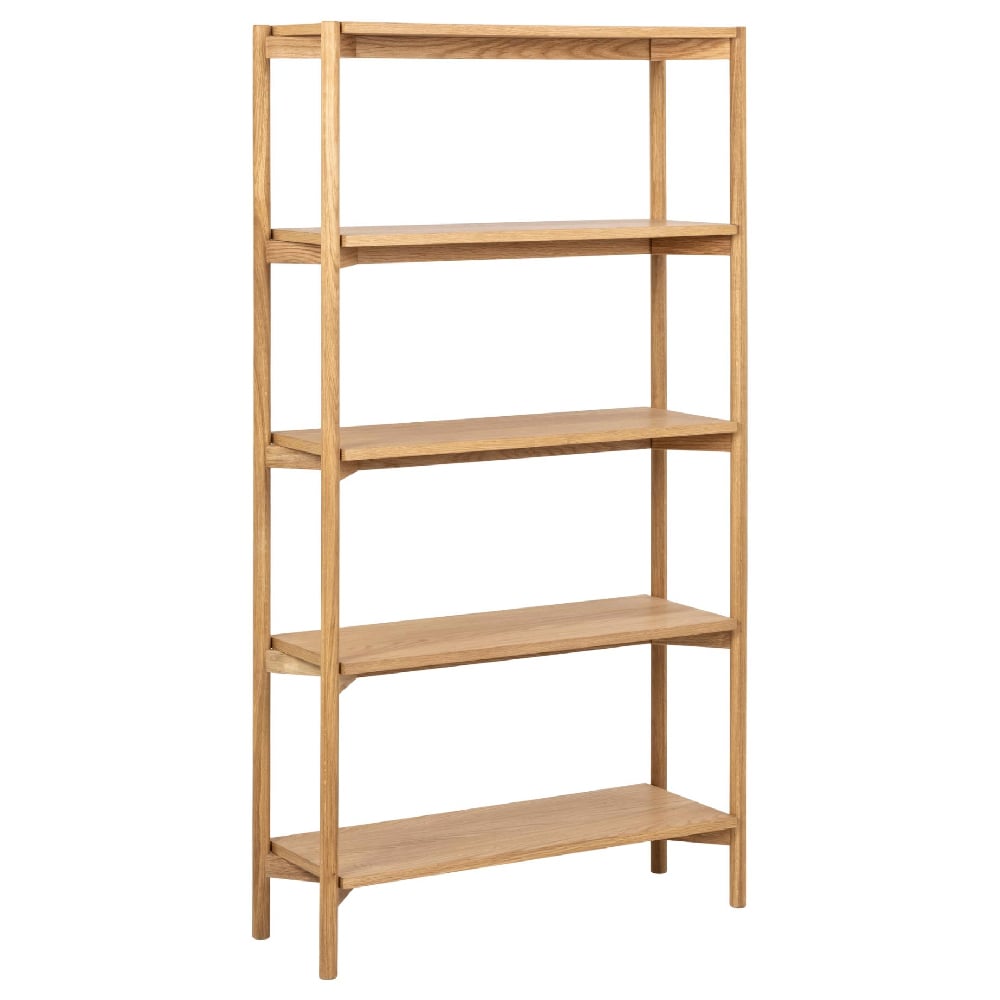 benson tall wooden bookcase with 4 shelves in oak