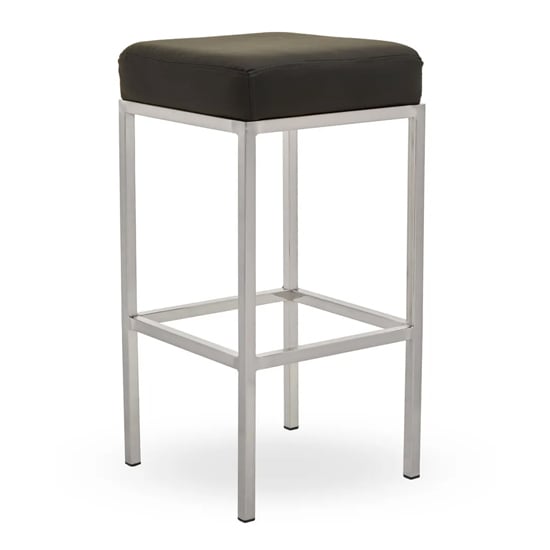 Product photograph of Baino Black Pu Faux Leather Bar Stool With Chrome Legs from Furniture in Fashion