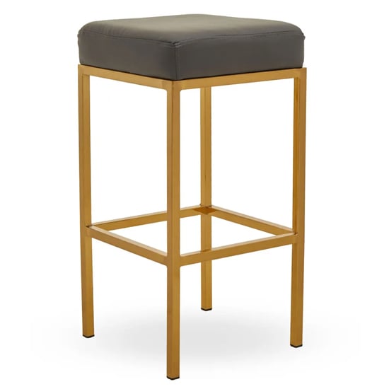 Product photograph of Baino Dark Grey Pu Faux Leather Bar Stool With Gold Legs from Furniture in Fashion