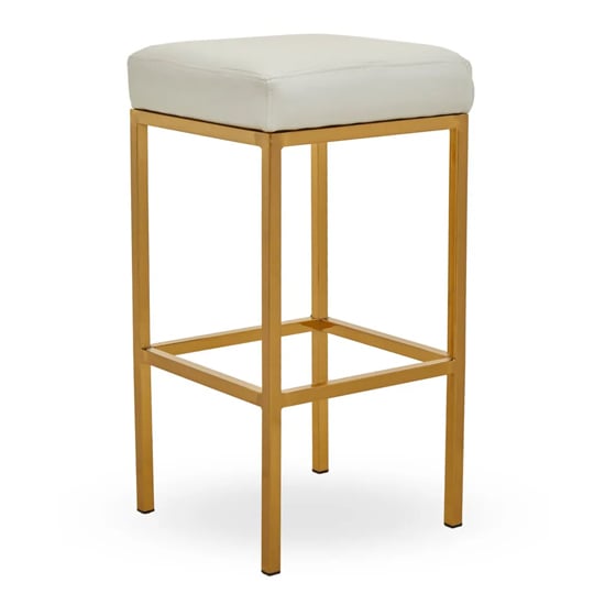 Photo of Baino white pu faux leather bar stool with gold legs