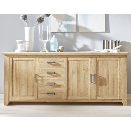 Photo of Berger wooden sideboard large in rustic oak with 3 doors