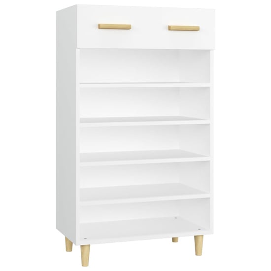 Beril Wooden Shoe Storage Cabinet With Drawer In White | Furniture in ...